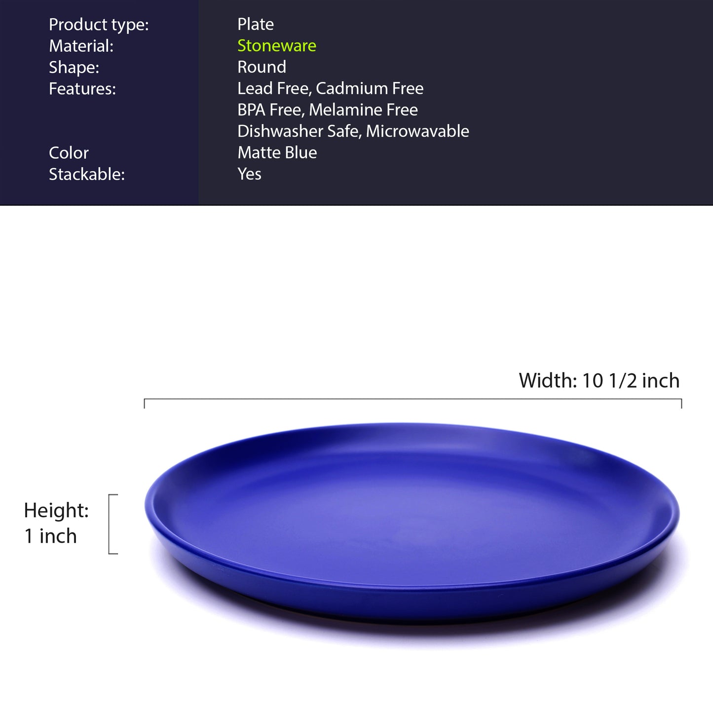 903 Collection Dinner Plate Set Of 4 - Matte Gentiana True Blue