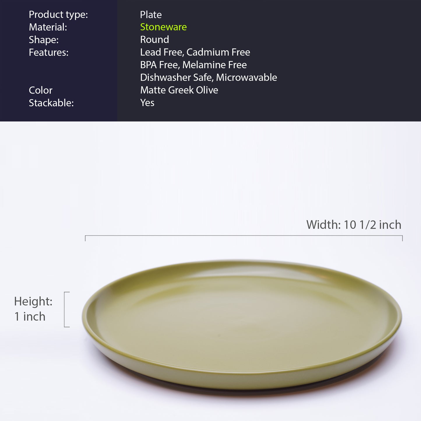 903 Collection Dinner Plate Set Of 4 - Matte Greek Olive