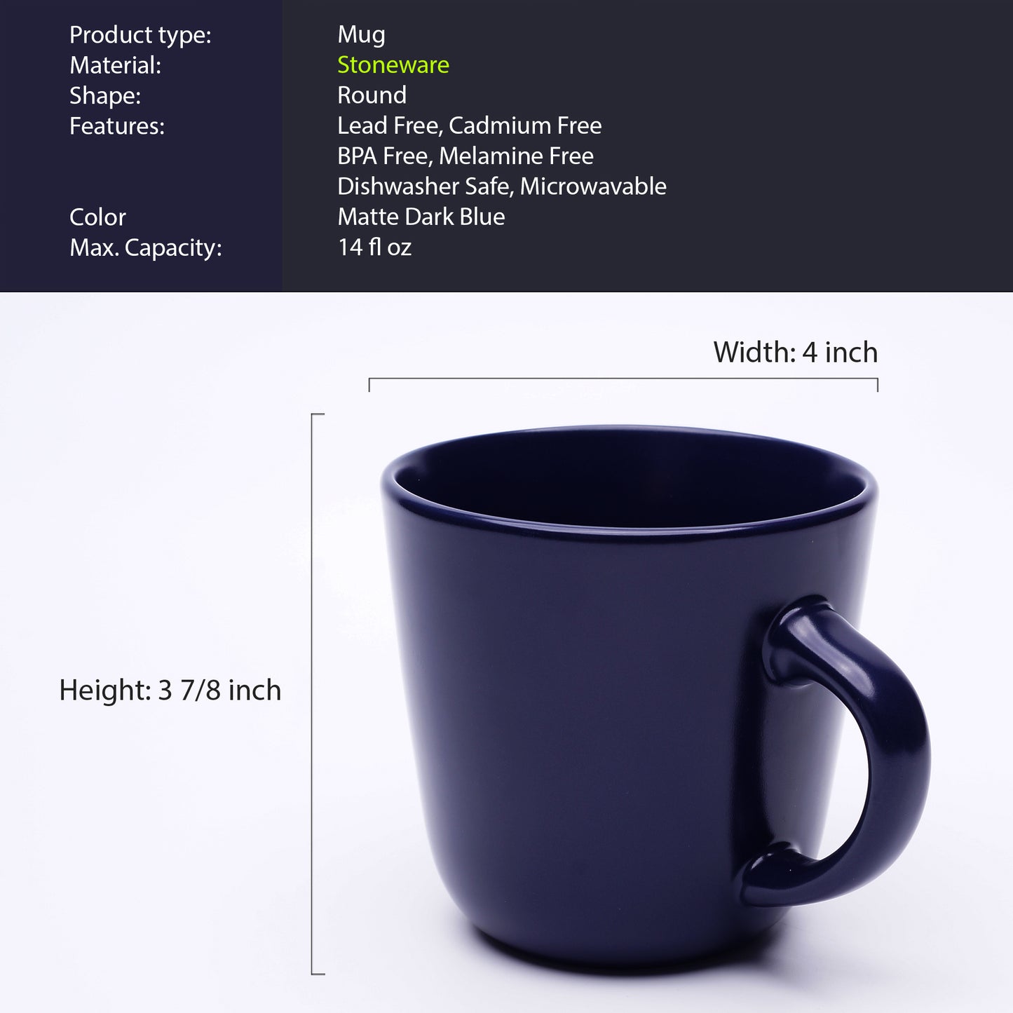 903 Collection Mugs Set Of 4 - Matte Blueberry