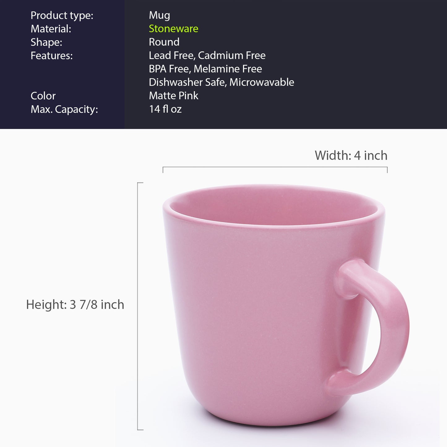 903 Collection Mugs Set Of 4 - Matte Ranunculus Pink