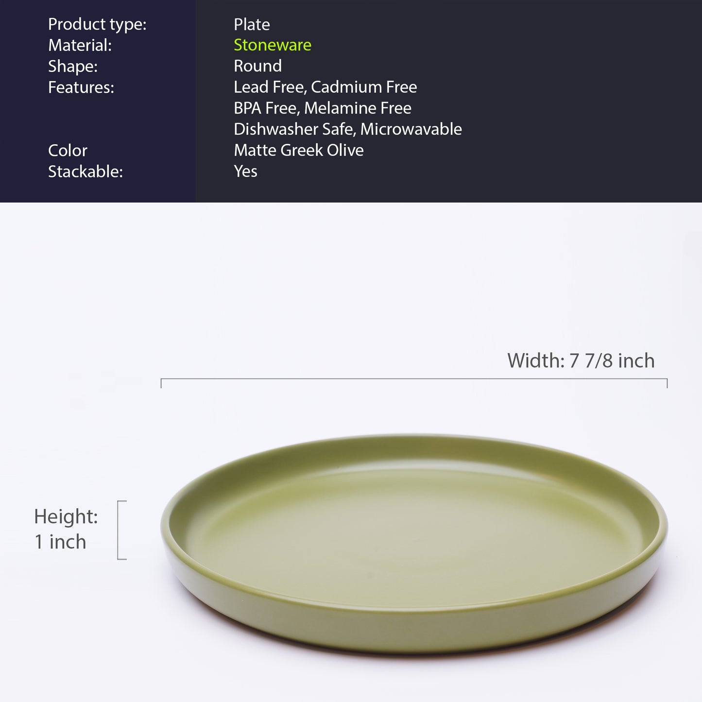 903 Collection Side Plate Set Of 4 - Matte Greek Olive