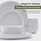 903 Essentials Collection Porcelain 12-Piece Dinnerware Set - High Gloss White |No more Scratches and Utensil Marks|